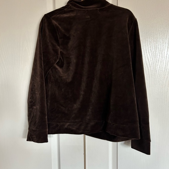 Lauren Ralph Lauren chocolate brown velour track suit jacket size Large petite - Picture 7 of 7